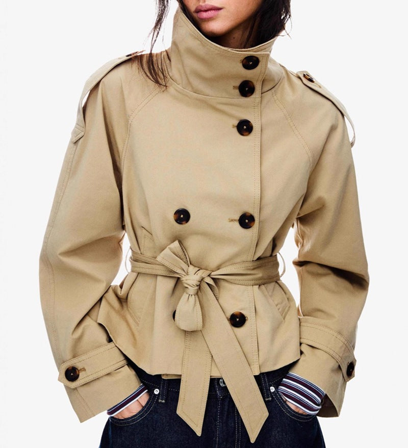 Auren Lace-Up Cinched Trench Coat