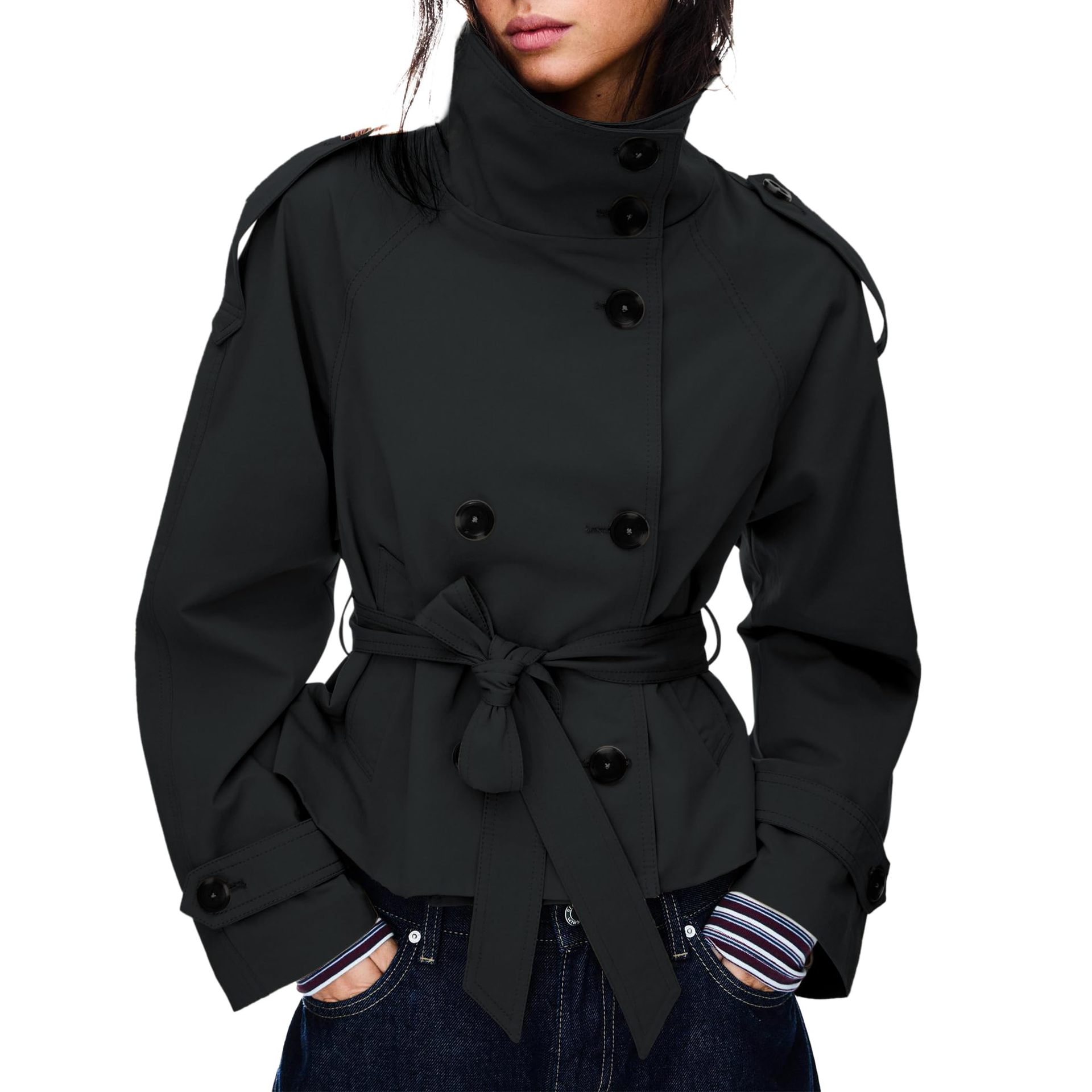 Auren Lace-Up Cinched Trench Coat