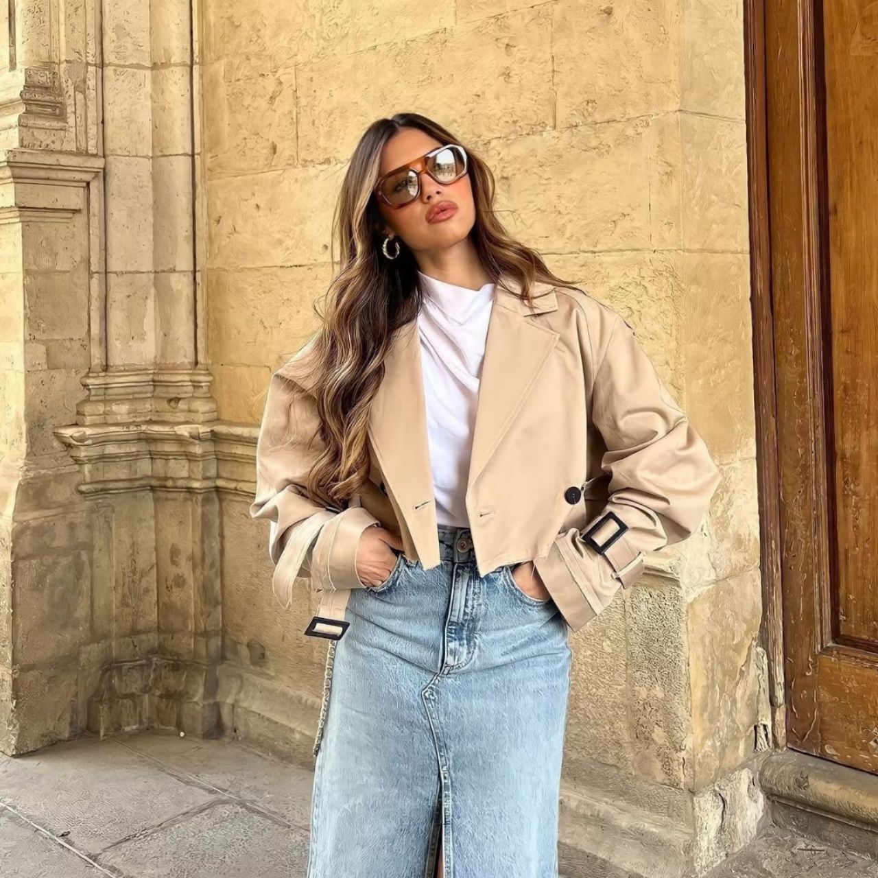 Maison Cropped Trench Jacket