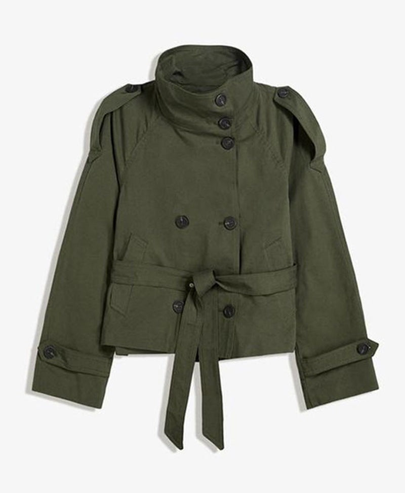 Auren Lace-Up Cinched Trench Coat