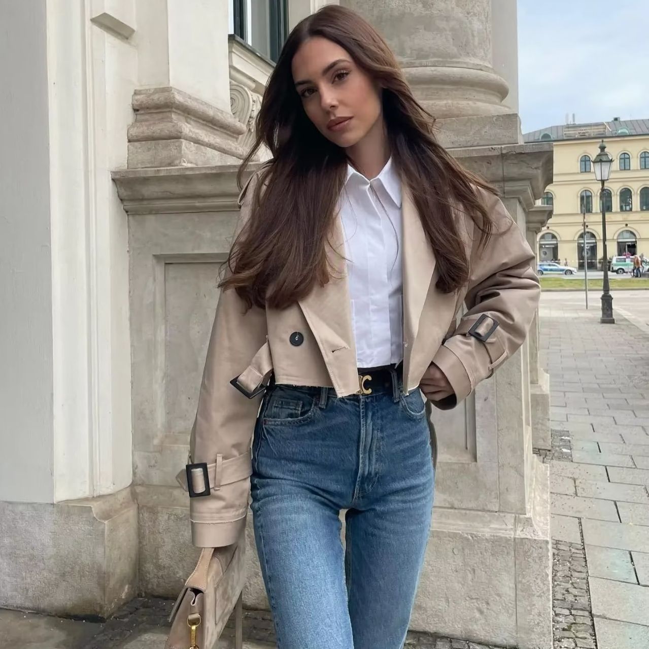 Maison Cropped Trench Jacket