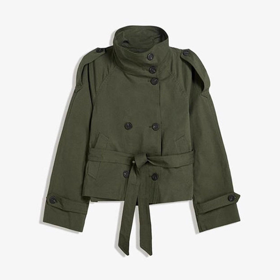 Auren Lace-Up Cinched Trench Coat